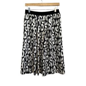 Pauw Amsterdam Silk Black White Art Printed Below Knee Midi Skirt Size Medium